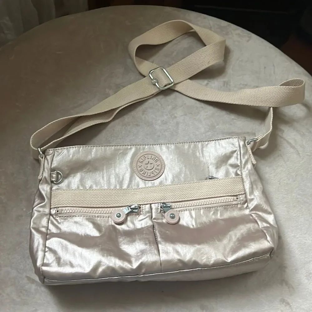 Kipling Soft Gold Medium Handbag Shoulder Bag EUC